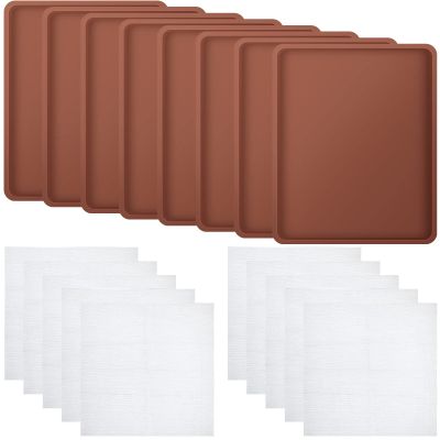 8 Pcs Silicone Dehydrator Mats 10 Pcs Mesh Screen Dehydrator Sheets Nonstick Reusable Fruit Dryer Trays for Jerky Fruit Herbs Flax Crackers Crust Tray