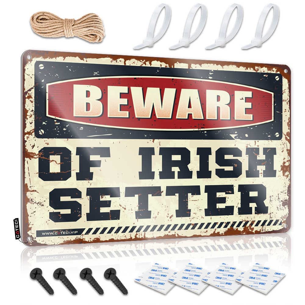 Funny Bar Decor Beware of Irish Setter Metal Sign Cave Door Sign Funny Sarcastic Signs ( Size : 20X30CM )