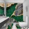 4Pcs Marble Shower Curtain Sets, Bathroom Decor Sets, Luxury Shower Curtain with 12 Hooks, Bath Mat, Toilet Lid Rug and Non-Slip U Shape Mat Accessories Marble Print, 72 x 72 Inch, Green view 1