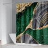 4Pcs Marble Shower Curtain Sets, Bathroom Decor Sets, Luxury Shower Curtain with 12 Hooks, Bath Mat, Toilet Lid Rug and Non-Slip U Shape Mat Accessories Marble Print, 72 x 72 Inch, Green view 2