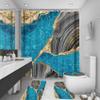 4Pcs Marble Shower Curtain Sets, Bathroom Decor Sets, Luxury Shower Curtain with 12 Hooks, Bath Mat, Toilet Lid Rug and Non-Slip U Shape Mat Accessories Marble Print, 72 x 72 Inch, Royal Blue view 1