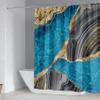 4Pcs Marble Shower Curtain Sets, Bathroom Decor Sets, Luxury Shower Curtain with 12 Hooks, Bath Mat, Toilet Lid Rug and Non-Slip U Shape Mat Accessories Marble Print, 72 x 72 Inch, Royal Blue view 2