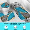 4Pcs Marble Shower Curtain Sets, Bathroom Decor Sets, Luxury Shower Curtain with 12 Hooks, Bath Mat, Toilet Lid Rug and Non-Slip U Shape Mat Accessories Marble Print, 72 x 72 Inch, Royal Blue view 3