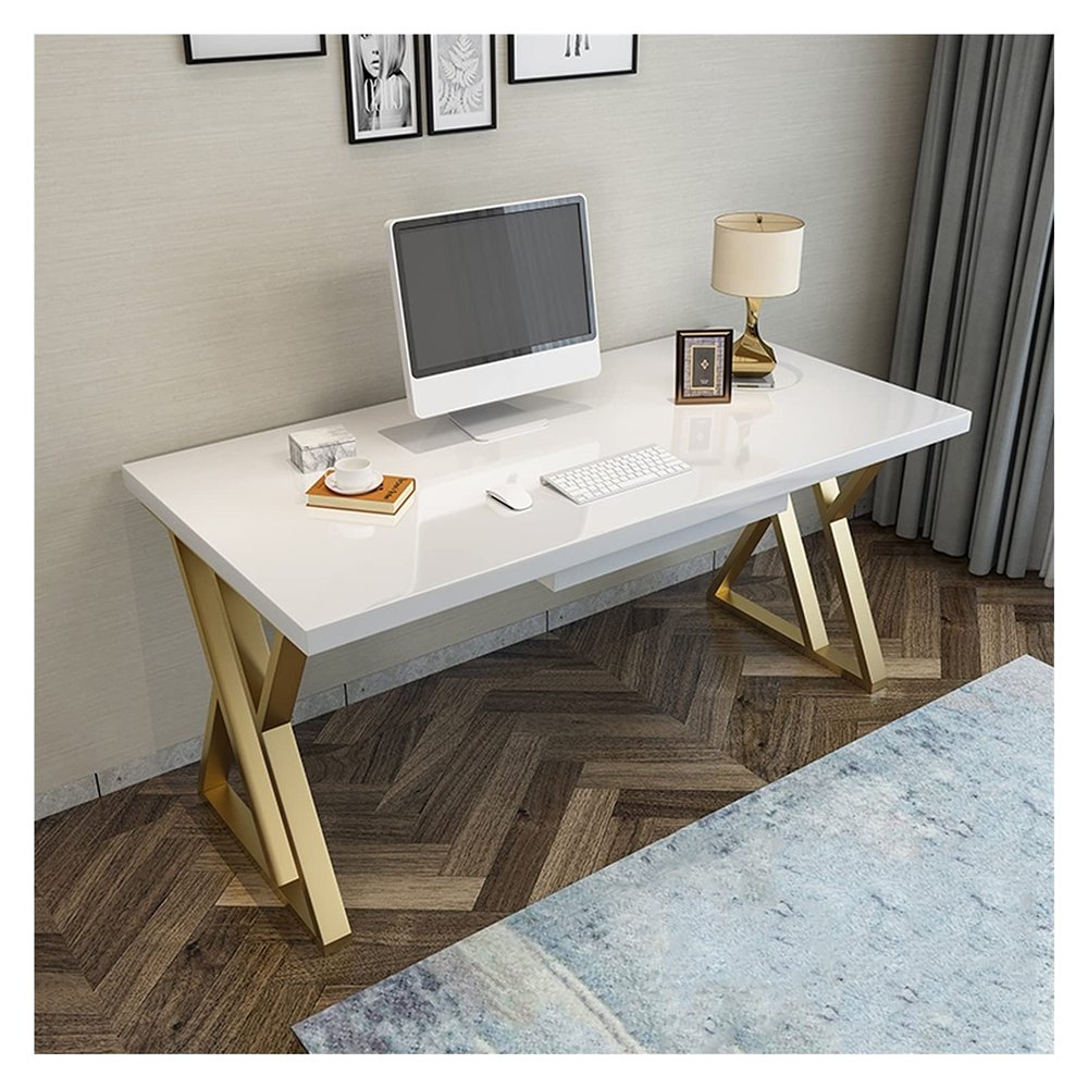 Study Computer Desk Home Office Desk Paint Panel Rugged Study Room Workstation Modern Light Luxury Writing Study Desk Desktop PC Desk with Drawer Home Office Writing Desk ( Table length : 1.6 meters )
