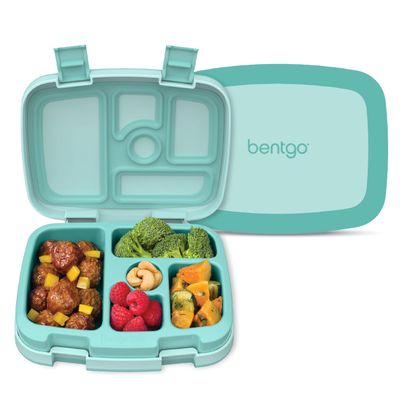 Bentgo Kids Bento-Style 5-Compartment Leak-Proof Lunch Box - Ideal Portion Sizes for Ages 3 to 7 - Durable, Drop-Proof, Dishwasher Safe, PFAS & BPA-Free & Made with Food-Safe Materials (Seafoam)