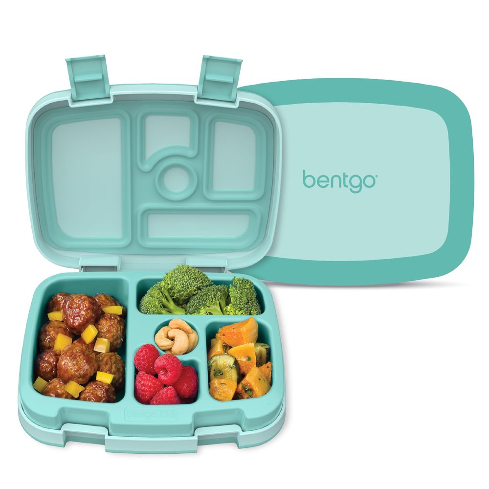 Bentgo Kids Bento-Style 5-Compartment Leak-Proof Lunch Box - Ideal Portion Sizes for Ages 3 to 7 - Durable, Drop-Proof, Dishwasher Safe, PFAS & BPA-Free & Made with Food-Safe Materials (Seafoam)