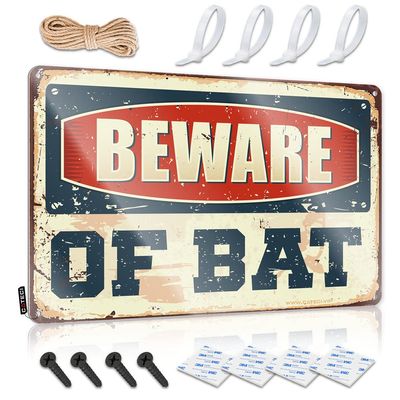 Patriotic Wall Decor Beware of Bat Metal Sign Cool Stuff for Your Room Decor Signs ( Size : 20X30CM )