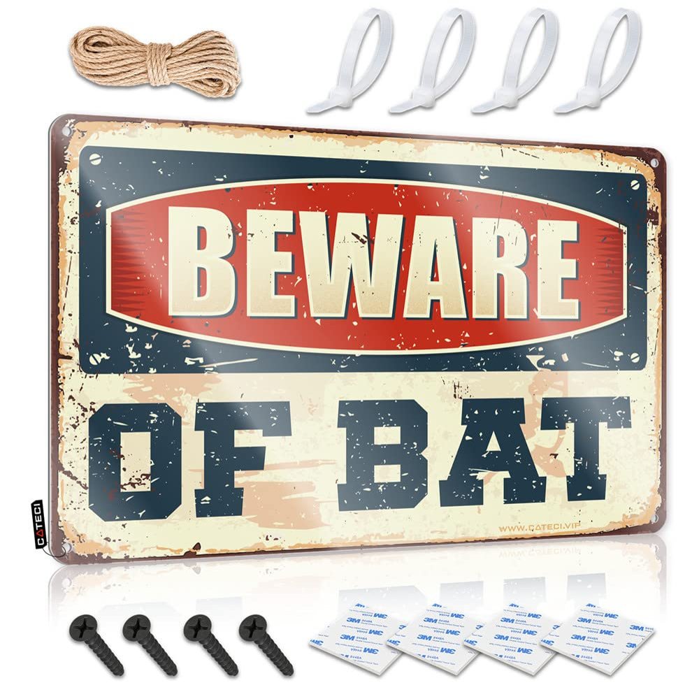 Patriotic Wall Decor Beware of Bat Metal Sign Cool Stuff for Your Room Decor Signs ( Size : 20X30CM )
