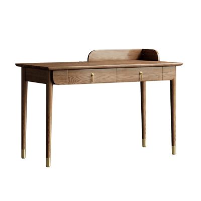 Study Computer Desk Simple Ash Wood Desk 1.2m 1.4m Wooden Home Office Desk Writing Studying PC Workstation with Double Drawer and Corner Baffle Home Office Writing Desk ( Table length : 1.4 meters )