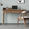 Study Computer Desk Simple Ash Wood Desk 1.2m 1.4m Wooden Home Office Desk Writing Studying PC Workstation with Double Drawer and Corner Baffle Home Office Writing Desk ( Table length : 1.4 meters ) view 2
