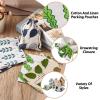 KISSITTY 50pcs Leaf & Flower Pattern Printed Drawstring Bags Gift Packing Pouches Cloth Storage Bags for Jewelry Gifts Birthday Party Favors Wrapping 5.11-5.51x3.74-3.93inch view 2