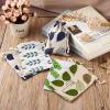 KISSITTY 50pcs Leaf & Flower Pattern Printed Drawstring Bags Gift Packing Pouches Cloth Storage Bags for Jewelry Gifts Birthday Party Favors Wrapping 5.11-5.51x3.74-3.93inch view 4