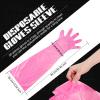 Patelai 50 Pcs Disposable Dressing Gutting Gloves 1.6 Mil Shoulder Length Hunting Field Dressing Glove for Deer Cleaning Gutt(Pink) view 2