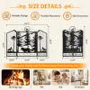 WICHEMI Fireplace Screen 3 Panel Fireplace Screens for Fireplace 44 x 33.5 Inch Metal Fireguards Mesh Cover Baby Safe Proof Fence Spark Guard Cover Wrought Iron Fire Place Standing Gate (Style 5) view 2
