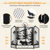 WICHEMI Fireplace Screen 3 Panel Fireplace Screens for Fireplace 44 x 33.5 Inch Metal Fireguards Mesh Cover Baby Safe Proof Fence Spark Guard Cover Wrought Iron Fire Place Standing Gate (Style 5) view 3