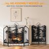 WICHEMI Fireplace Screen 3 Panel Fireplace Screens for Fireplace 44 x 33.5 Inch Metal Fireguards Mesh Cover Baby Safe Proof Fence Spark Guard Cover Wrought Iron Fire Place Standing Gate (Style 5) view 4