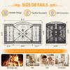 WICHEMI 3 Panel Fireplace Screen for Fireplace Cover Fireplace Screens Stand Alone 52.4 x 31inch Wrought Iron Black Metal Spark Guard Fireguards Mesh Cover Fence Fire Place Standing Gate (Style 3) view 2
