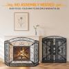 WICHEMI 3 Panel Fireplace Screen for Fireplace Cover Fireplace Screens Stand Alone 52.4 x 31inch Wrought Iron Black Metal Spark Guard Fireguards Mesh Cover Fence Fire Place Standing Gate (Style 3) view 4