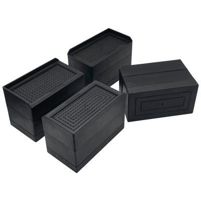 JONHWI Bed Risers, Furniture Risers 3 inch, Heavy Duty Raise Blocks for Bed Couch Desk Sofa Table, Adjustable Lifters Support up to 1300 Lbs (Black, 4 Pack Set)
