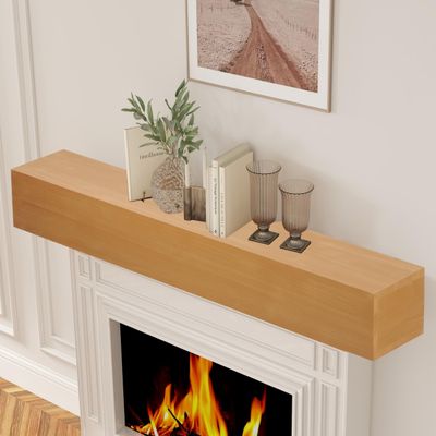 Mederlo 48"9"6" Rustic Wood Fireplace Mantel | Wall-Mounted & Floating Shelf for Home Decor