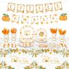Capoda 172 Pcs Little Cutie Baby Shower Decoration Party Supplies - Tablecloth Banner Plate Knife Fork Spoon Napkins for Orange Little Cutie Tangerine Baby Shower Birthday Party view 1