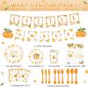 Capoda 172 Pcs Little Cutie Baby Shower Decoration Party Supplies - Tablecloth Banner Plate Knife Fork Spoon Napkins for Orange Little Cutie Tangerine Baby Shower Birthday Party view 2