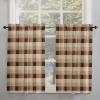 BOBOWUNY Brown Plaid Window Curtains 45 Inches Long Set of 2 Panels, Farmhouse Rustic Beige Checkered Rod Pocket Kitchen Curtains Light Filtering Curtain for Bathroom Cafe Bedroom 84x45 view 2