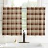 BOBOWUNY Brown Plaid Window Curtains 45 Inches Long Set of 2 Panels, Farmhouse Rustic Beige Checkered Rod Pocket Kitchen Curtains Light Filtering Curtain for Bathroom Cafe Bedroom 84x45 view 3
