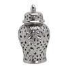 Gazechimp Light Ginger Jar Lid Temple Jar Display Vase Accessories Storage Decor Arrangement office and home Desktop Decor, silver view 1