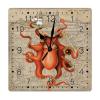 French Vintage Nautical Map Coastal Octopus Hanging Wall Clock Beach Theme Clock Retro Farmhouse Lighthouse Coastal Clocks for Wall Silent Non Ticking Square Clock for Dinning Living Room 10inch view 1
