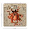 French Vintage Nautical Map Coastal Octopus Hanging Wall Clock Beach Theme Clock Retro Farmhouse Lighthouse Coastal Clocks for Wall Silent Non Ticking Square Clock for Dinning Living Room 10inch view 2