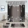 4 Pcs Glitter Diamond Shower Curtain Sets, Black Silver Shiny Drips Bath Decor with Mat and Toilet Lid Cover, Deep Grey Luxury Texture Colorful Bling Modern Bathroom Curtain with 12 Hooks, 72 x 72 in view 1