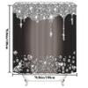 4 Pcs Glitter Diamond Shower Curtain Sets, Black Silver Shiny Drips Bath Decor with Mat and Toilet Lid Cover, Deep Grey Luxury Texture Colorful Bling Modern Bathroom Curtain with 12 Hooks, 72 x 72 in view 2