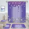 4 Pcs Glitter Diamond Shower Curtain Set, Purple Shiny Drip Bath Decor with Non-slip Rug and Toilet Lid Cover, Lavender Luxury Texture Colorful Bling Modern Bathroom Curtain with 12 Hook, 72 x 72 inch view 1