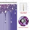 4 Pcs Glitter Diamond Shower Curtain Set, Purple Shiny Drip Bath Decor with Non-slip Rug and Toilet Lid Cover, Lavender Luxury Texture Colorful Bling Modern Bathroom Curtain with 12 Hook, 72 x 72 inch view 4