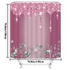 4 Pcs Glitter Diamond Shower Curtain Sets, Rose Red Shiny Drips Bath Decor with Rugs and Toilet Lid Cover, Fuchsia Luxury Texture Colorful Bling Modern Bathroom Curtain with 12 Hooks, 72 x 72 inch view 2