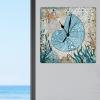 French Retro Ocean Animal Teal Blue Conch Art Clocks Silent Non Ticking Wood Clock Nautical Beach Vintage Country Style Wooden Wall Clock Blue Octopus Square Wall Clock for Laundry Room 15inch view 2
