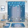 4 Pcs Glitter Diamond Shower Curtain Sets, Blue Shiny Drips Bath Decor with Rugs and Toilet Lid Cover, Fresh Color Luxury Texture Elegant Sequin Bling Modern Bathroom Curtain with 12 Hooks, 72 x 72 in view 1