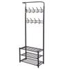 3-in-1 Entryway Hall Tree, Heavy Duty Steel Stand Coat Rack with Storage Bench, Industrial Wood Furniture Stable Metal Frame, 9 Hooks Shoe Bench 3-Tier Shelf Black, 26.8 x 12.6 x 71.9 (L x W x H) view 1