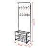 3-in-1 Entryway Hall Tree, Heavy Duty Steel Stand Coat Rack with Storage Bench, Industrial Wood Furniture Stable Metal Frame, 9 Hooks Shoe Bench 3-Tier Shelf Black, 26.8 x 12.6 x 71.9 (L x W x H) view 3
