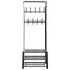 3-in-1 Entryway Hall Tree, Heavy Duty Steel Stand Coat Rack with Storage Bench, Industrial Wood Furniture Stable Metal Frame, 9 Hooks Shoe Bench 3-Tier Shelf Black, 26.8 x 12.6 x 71.9 (L x W x H) view 4