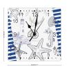 Beach House Wood Clock Seashells Starfish Seahorse Blue Stripes Square Clock Octopus Sea Life Wood Wall Clocks Silent Clock Farmhouse Wall Decor 10inch Wood Clock for Home Office School view 2