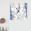 Seashells Starfish Lighthouse Seahorse Blue Stripes Wooden Wall Clocks Silent Wall Clocks Sea Theme Rustic Hanging Wall Clock Navy Blue Ocean Coral Square Wall Clock for Laundry Room 15inch view 3