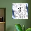 Seashells Starfish Lighthouse Seahorse Blue Stripes Wooden Wall Clocks Silent Wall Clocks Sea Theme Rustic Hanging Wall Clock Navy Blue Ocean Coral Square Wall Clock for Laundry Room 15inch view 4