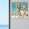 Nautical Beach Clock for Wall Summer Beach Starfish Shell Square Clock Navy Blue Ocean Coral Wall Clocks Silent Non-Ticking Wall Clock Farmhouse Decoration 15inch Clocks for Bathroom Bedroom view 2