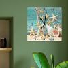 Nautical Beach Clock for Wall Summer Beach Starfish Shell Square Clock Navy Blue Ocean Coral Wall Clocks Silent Non-Ticking Wall Clock Farmhouse Decoration 15inch Clocks for Bathroom Bedroom view 4