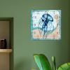 Nautical Wooden Wall Clock Beach Theme Ocean Jellyfish Square Clock Navy Blue Ocean Coral Wooden Decorative Clocks Non Ticking Silent Wall Clock Farmhouse Wall Decor 10inch Clocks for Home Office view 4