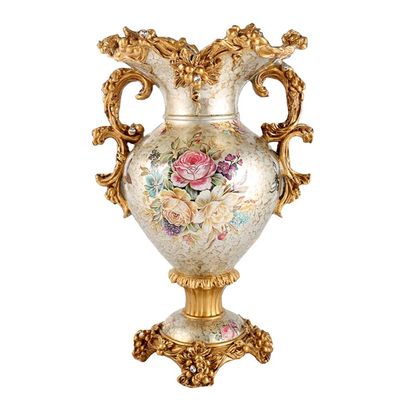 Elegant Large Flower Vases Table Centerpiece for Kitchen Dining Living Room Home Decor, European Retro Tall Big Resin Flowers Chinese Vases for Bedroom Decorations, 12.2in 18.1in