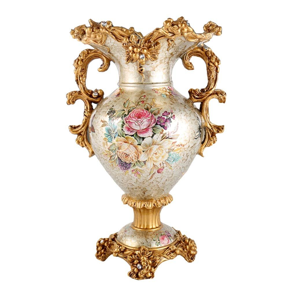 Elegant Large Flower Vases Table Centerpiece for Kitchen Dining Living Room Home Decor, European Retro Tall Big Resin Flowers Chinese Vases for Bedroom Decorations, 12.2in 18.1in