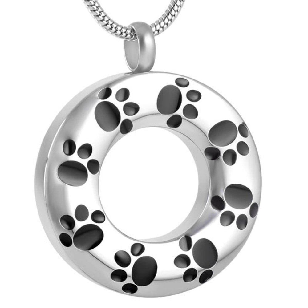 SHEIL Paw Print Urn for Ashes Pet Dog/Cat Memorial Cremation Keepsake Urns Pendant Urn Necklace Hold Ashes